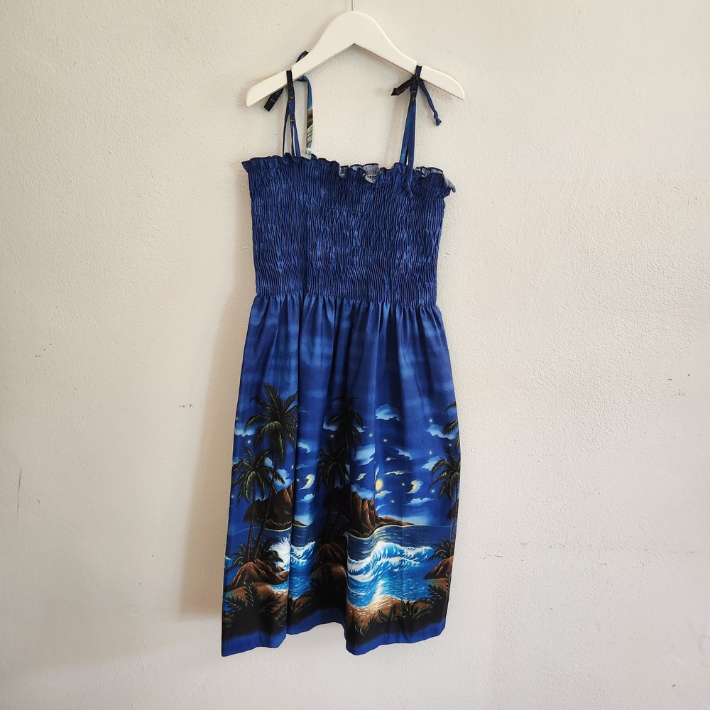 Shannon Marie Vintage Smocked Hawaiian Sun Dress Girls Medium Aloha Tropical